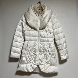 Laundry by Shelli Segal White Down Puffer Coat – Size M, Oversized Collar